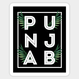 PUNJAB BOLD TYPO WITH GREEN LEAF - the LAND OF FIVE RIVERS Sticker